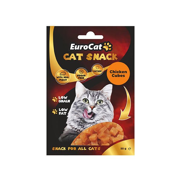 EuroCat 50 Gr Düşük Tahıllı Catnipli Tavuklu Küp | Kedi Ödül Tableti