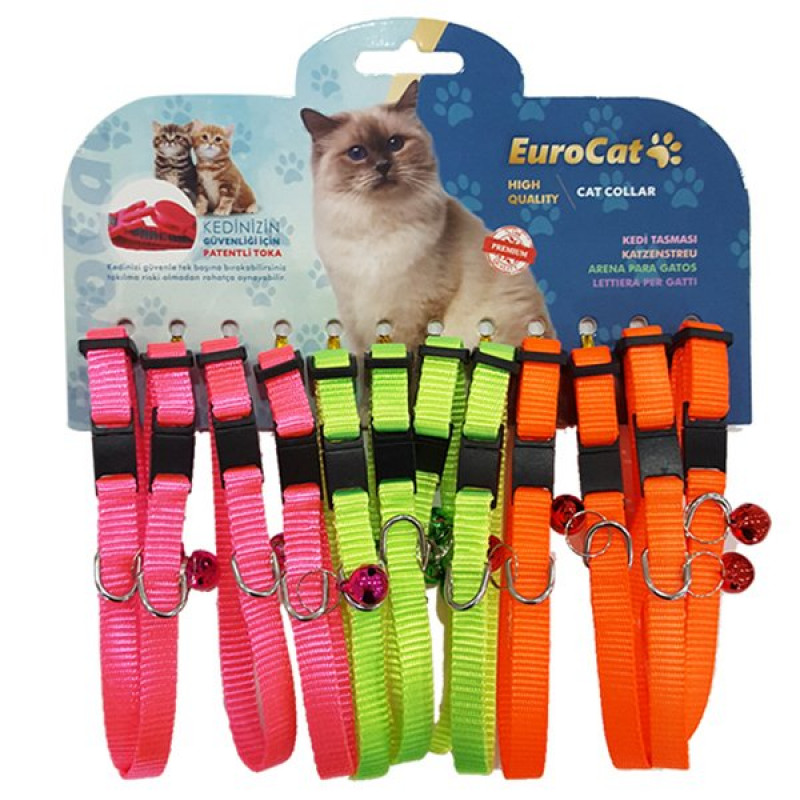 Eurocat 10mm/28 Cm Renkli Tasma (12 Adet) | Kedi Boyun Tasması Eurocat 10mm/28 Cm Renkli Tasma (12 Adet) | Kedi Boyun Tasması