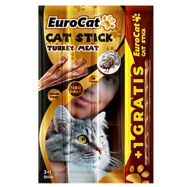 Eurocat 20 Gr Hindi Etli Ödül Maması 4 Adet (4x5gr) | Stick Kedi Ödül Maması