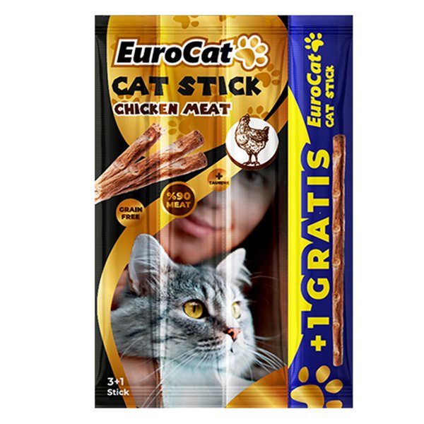 Eurocat 20 Gr Tavuk Etli Ödül Maması 4 Adet (4x5gr) | Stick Kedi Ödül Maması