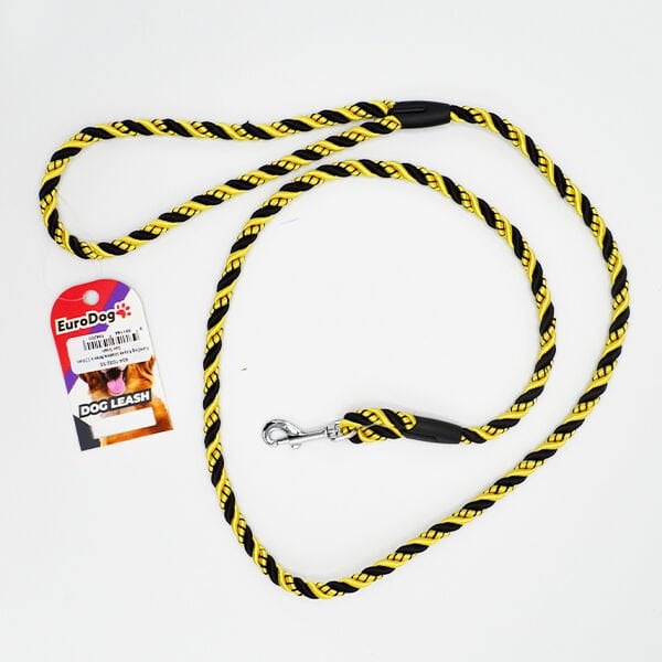 Euro Dog 120 Cm 8 Mm Gezdirme Tasması Sarı Siyah | Köpek Gezdirme Tasması