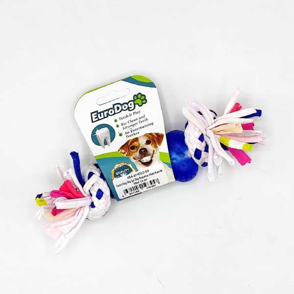 Euro Dog 15 Cm Kemik Şekilli Diş Kaşıma İpi Köpek Oyuncağı Beyaz Mavi | Köpek Ağız Ve Diş Bakım Ürünü