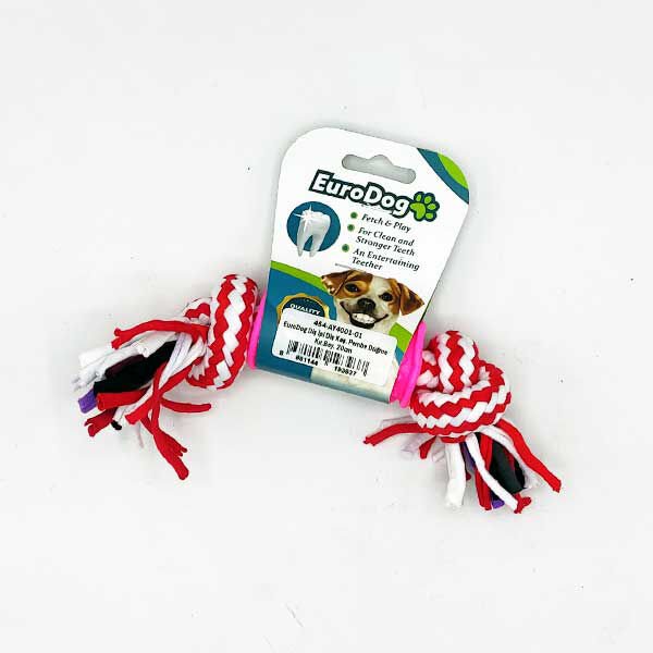 Euro Dog 20 Cm Düğmeli Diş Kaşıma İpi Beyaz Kırmızı Pembe | Köpek Ağız Ve Diş Bakım Ürünü
