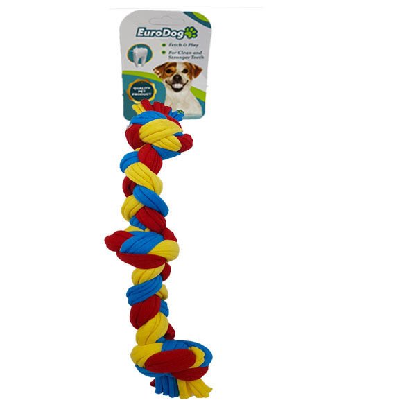 Euro Dog 25 Cm 3 Düğümlü Sarı Kırmızı Mavi | Köpek Çiğneme