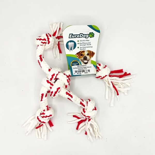 Euro Dog 30 Cm Beş Düğümlü Örümcek Diş Kaşıma İpi Beyaz Kırmızı | Köpek Ağız Ve Diş Bakım Ürünü