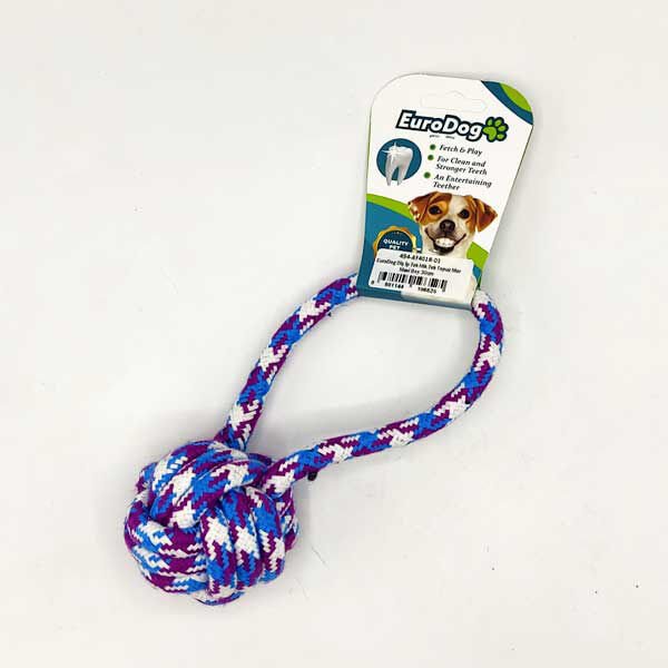 Euro Dog 30 Cm Halka Tek Topuz Şeklinde Diş Kaşıma İpi Beyaz Mor Mavi | Köpek Ağız Ve Diş Bakım Ürünü
