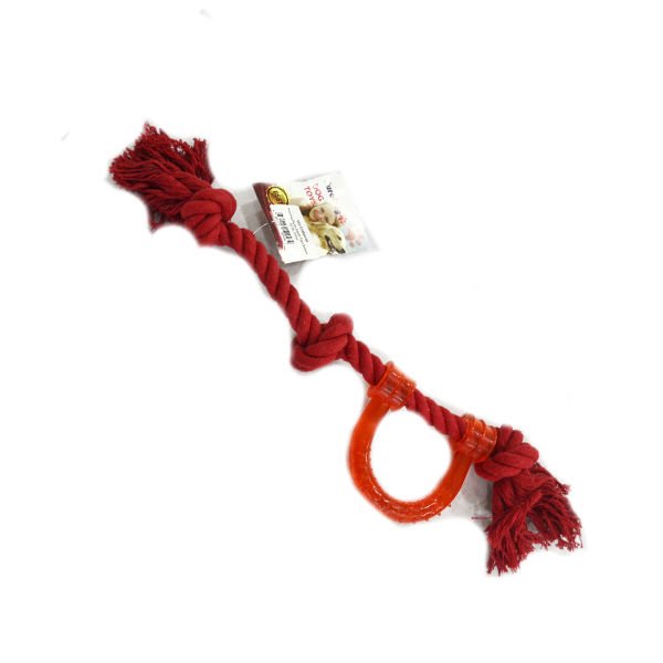 Euro Dog 45 Cm Plastik Saplı 3 Düğümlü Kırmızı | Köpek Çiğneme