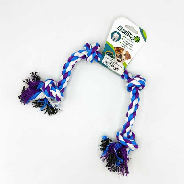 Euro Dog 50 Cm Dört Düğümlü Diş Kaşıma İpi Beyaz Mavi Mor | Köpek Ağız Ve Diş Bakım Ürünü