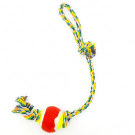 53 Cm Düğümlü Tenis Toplu Beyaz Yeşil | Köpek Çiğneme