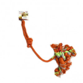 60 Cm Uzun Halat Püsküllü Gri Yeşil Turuncu | Köpek Çiğneme