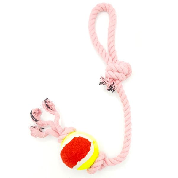 Euro Dog 53 Cm 3 Düğümlü Tenis Toplu Kırmızı Beyaz | Köpek Diş İpi