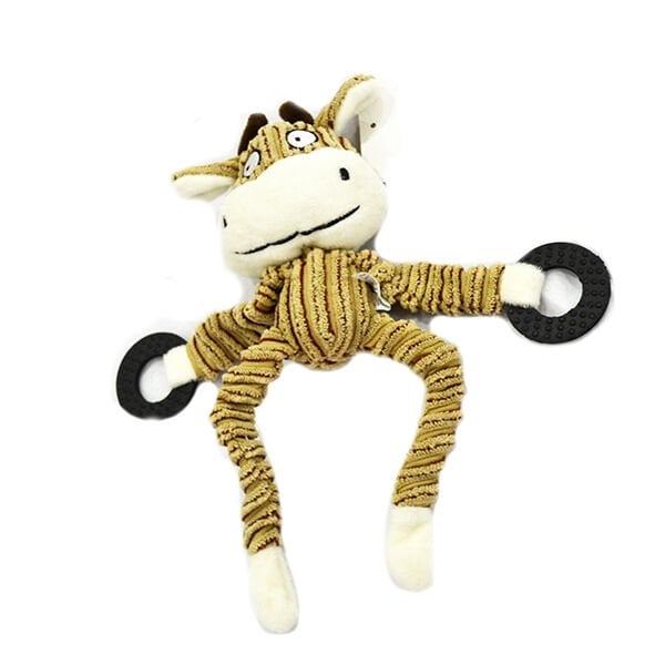 Euro Dog Peluş Sesli İnek Kahverengi Beyaz | Kumaş Ve Peluş Köpek Oyuncağı