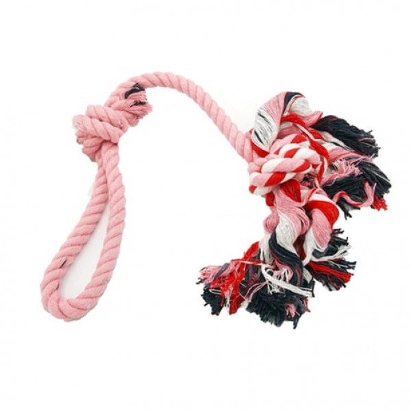 Euro Dog 60 Cm Uzun Halat Püsküllü Pembe Beyaz Kırmızı | Köpek Çiğneme