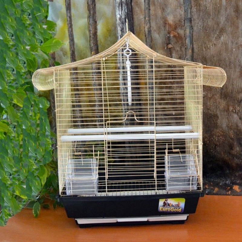 Euro Gold 31x42x45 Cm Telli Üçgen Çatılı Pirinç Kafesi | Kuş Kafesi Euro Gold 31x42x45 Cm Telli Üçgen Çatılı Pirinç Kafesi | Kuş Kafesi