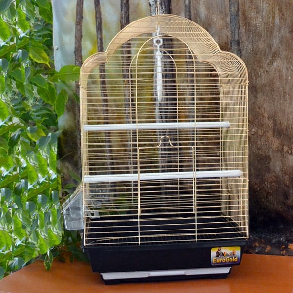 Euro Gold 34,5x28x54,5 Cm Telli Oval Çatılı Pirinç Kafes | Kuş Kafesi