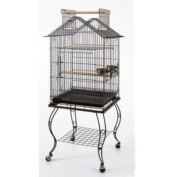 Euro Gold 51x51x139 Cm Sehpalı Üçgen Kafes Siyah | Kuş Kafesi