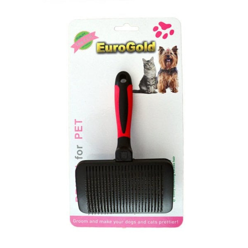 Euro Gold L Kendini Temizleyen Tarama Fırçası Kırmızı 10x16 Cm | Köpek Tarağı Euro Gold L Kendini Temizleyen Tarama Fırçası Kırmızı 10x16 Cm | Köpek Tarağı