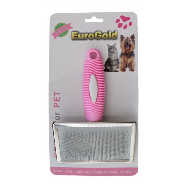 Euro Gold XL Plastik Saplı Tarama Fırçası Pembe | Köpek Tarağı