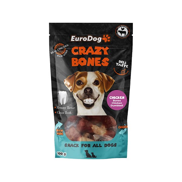 Euro Dog 100Gr Crazy Bones Dumbbell Tavuklu Kemik | Köpek Kemik Ödül Maması