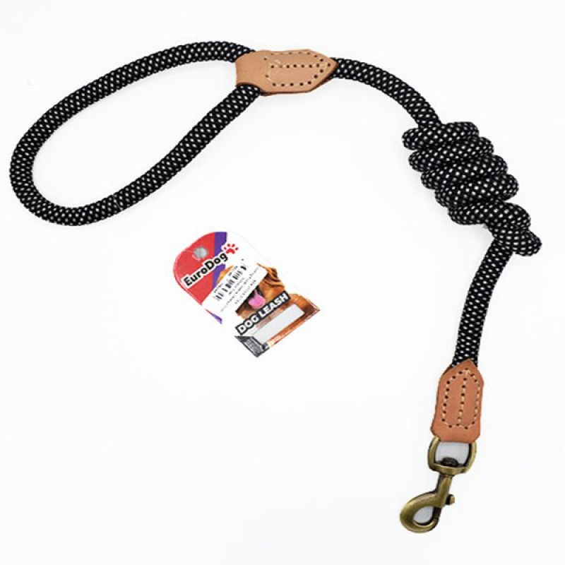 Euro Dog 120 Cm 14 Mm Uzatma Reflektörlü Siyah | Köpek Gezdirme Tasması