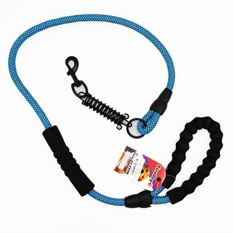 Euro Dog 14mm x 120cm Uzatma Reflektörlü Mavi | Köpek Gezdirme Tasması