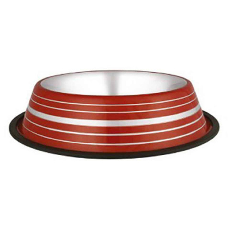 Euro Dog 64 Oz Çizgili Mama Kabı Ø22 Cm | Metal Mama Ve Su Kabı