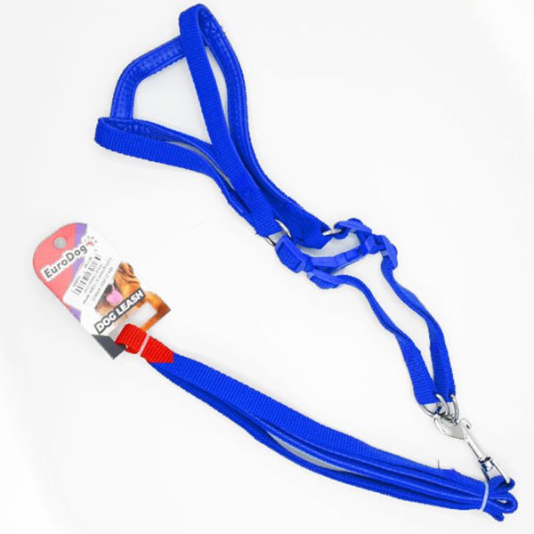 Euro Dog 115 Cm 15 Mm Uzatma ve Göğüs Mavi | Köpek Gezdirme Tasması