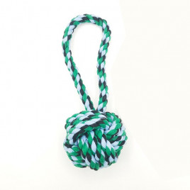 18 Cm Mavi Ve Yeşil Örme Topuzlu Diş İpi Oyuncağı | Köpek Diş İpi