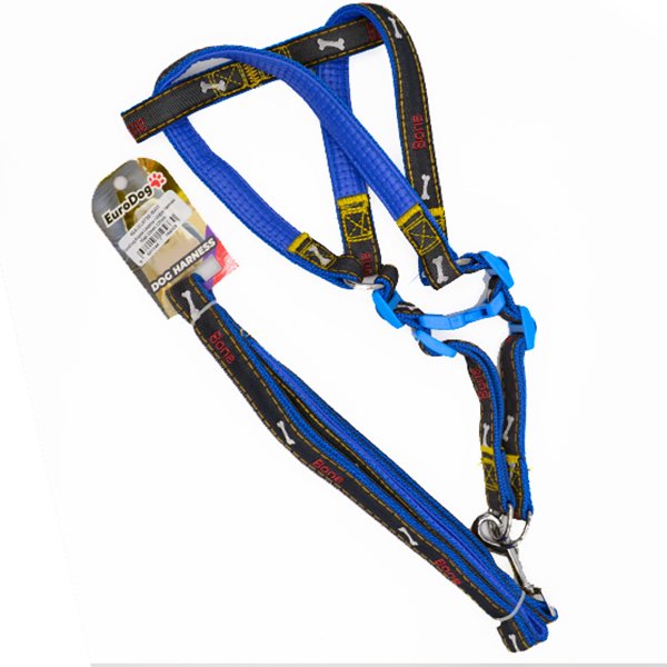 Euro Dog 20mm 120 Cm Uzatma Tasması+Göğüs Tasması Mavi | Köpek Gezdirme Tasması