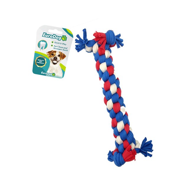 Euro Dog 24 Cm Dumbell Diş İpi Oyuncağı Beyaz Mavi Kırmızı | Köpek Diş İpi