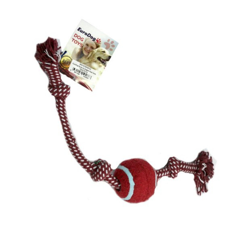 Euro Dog 44 cm Kırmızı Tenis Toplu Üç Düğüm Oyuncak | Köpek Çiğneme Euro Dog 44 cm Kırmızı Tenis Toplu Üç Düğüm Oyuncak | Köpek Çiğneme