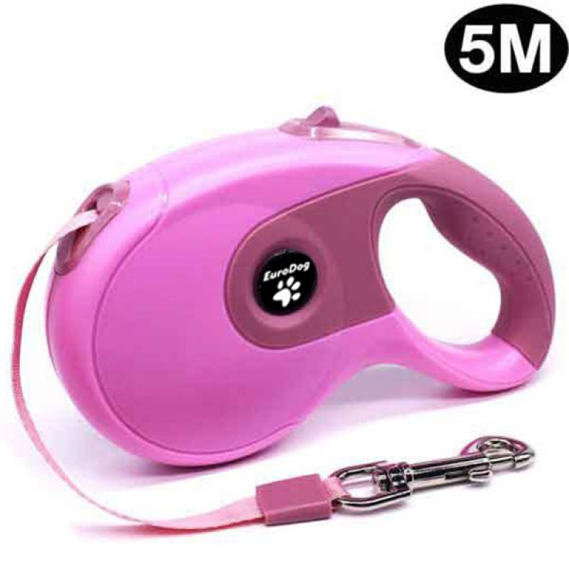 Euro Dog 5m Otomatik Gezdirme Doku Pembe | Köpek Gezdirme Tasması Euro Dog 5m Otomatik Gezdirme Doku Pembe | Köpek Gezdirme Tasması