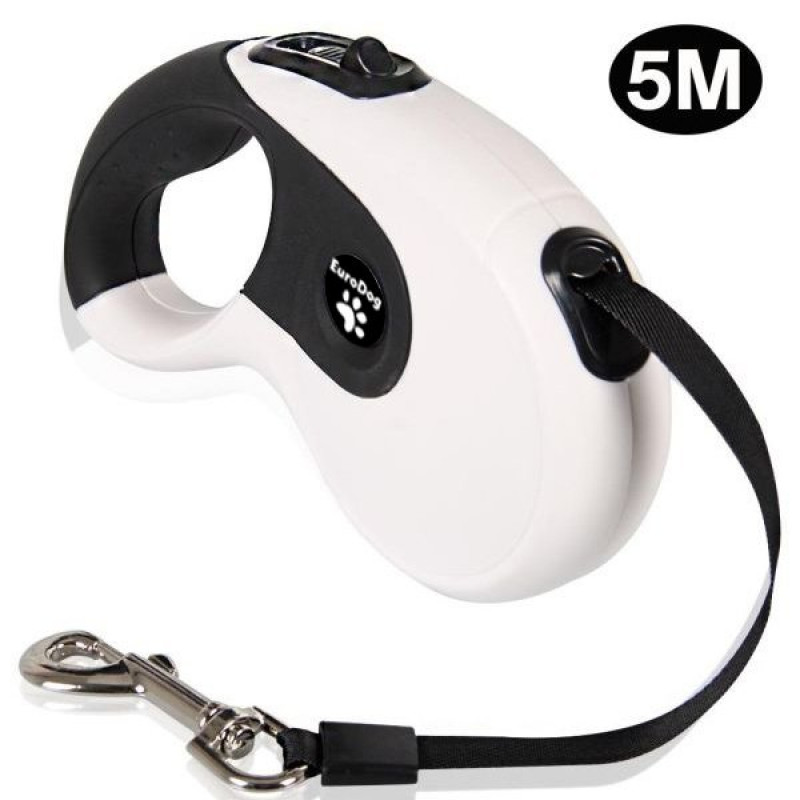 Euro Dog 5M Otomatik Gezdirme Siyah Beyaz | Köpek Gezdirme Tasması Euro Dog 5M Otomatik Gezdirme Siyah Beyaz | Köpek Gezdirme Tasması