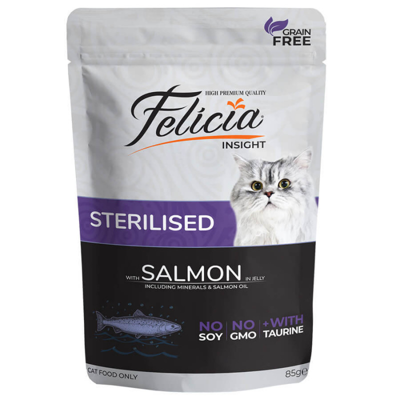 Felicia 85 Gr Tahılsız Somonlu Pouch Kısırlaştırılmış Felicia 85 Gr Tahılsız Somonlu Pouch Kısırlaştırılmış