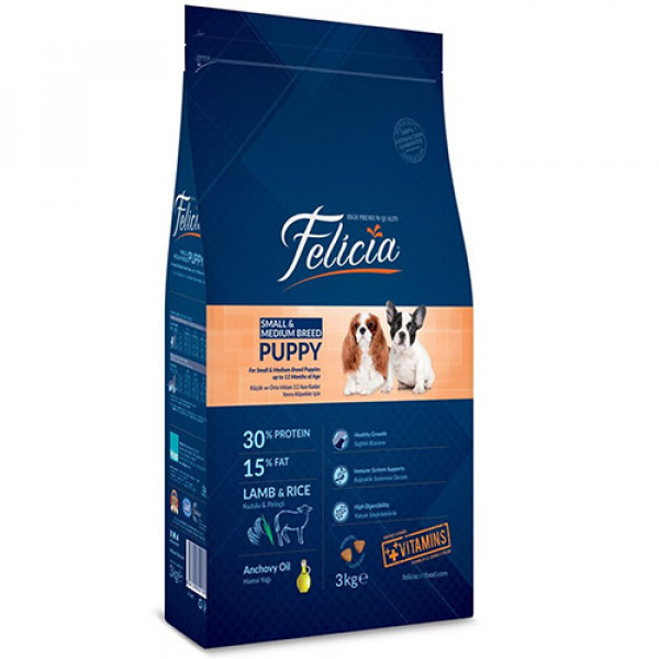 Felicia 3 Kg Küçük Orta Irk Yavru Kuzulu & Pirinçli | Yavru Köpek Kuru Maması