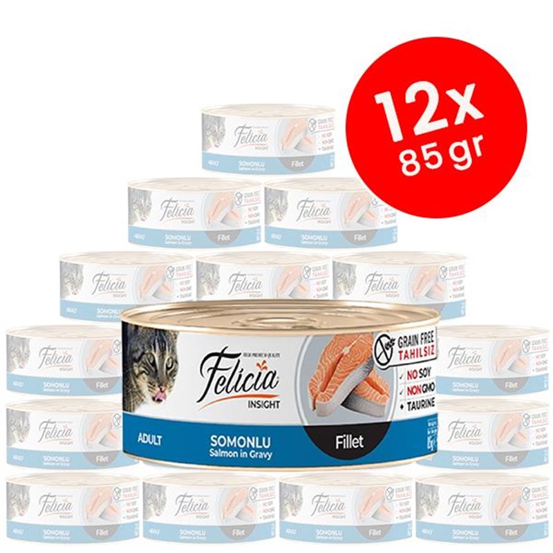 Felicia 12 Adet Tahılsız Somonlu Fileto 85 Gr | Yetişkin Kedi Maması Felicia 12 Adet Tahılsız Somonlu Fileto 85 Gr | Yetişkin Kedi Maması