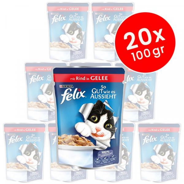 Felix 20 Adet Junior Sığır Etli Yavru 100 Gr | Yavru Kedi Maması