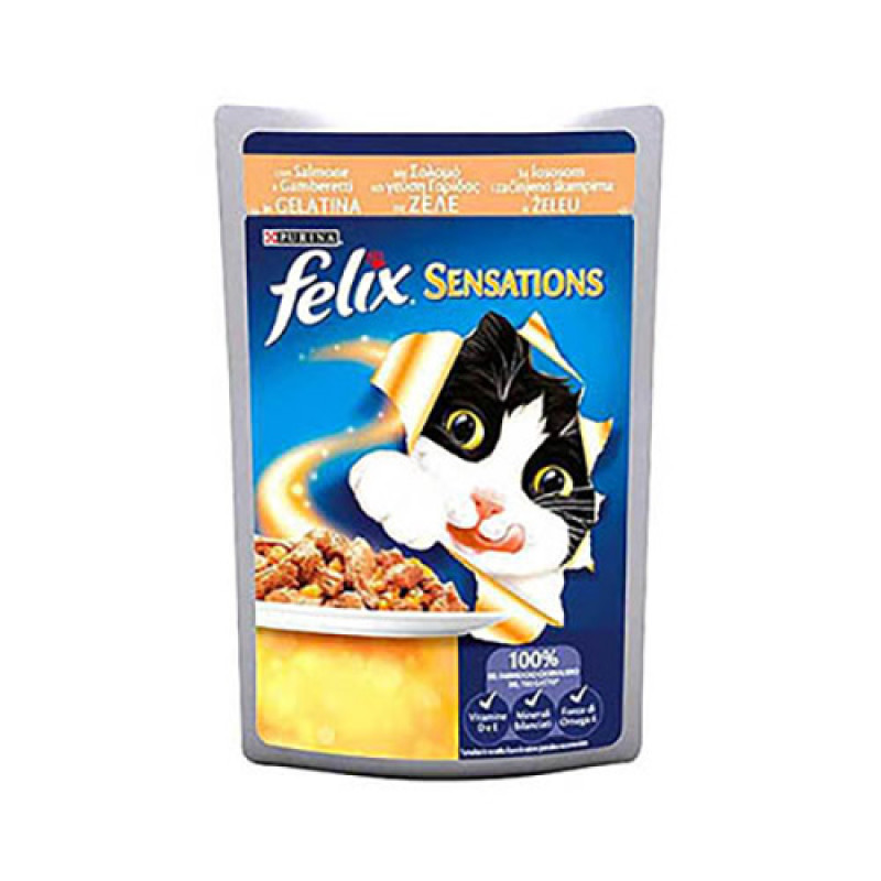 Felix 12 Adet Sensations Somonlu & Karidesli 100 Gr | Balıklı Yaş Kedi Maması Felix 12 Adet Sensations Somonlu & Karidesli 100 Gr | Balıklı Yaş Kedi Maması