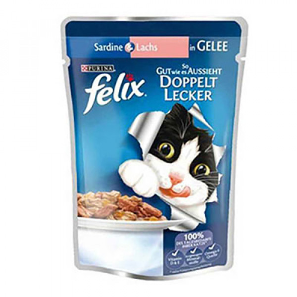 Felix 12 Adet Yetişkin Somonlu 100 Gr | Balıklı Yaş Kedi Maması