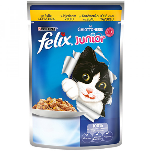 Felix 12 Adet Junior Tavuk Etli Yavru 100 Gr | Yavru Kedi Maması