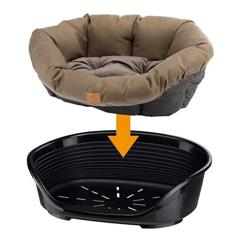 Ferplast 52x39x21 Cm Sofa 2 Minderli Plastik Yatak Kahverengi | Kumaş Kedi Yatağı