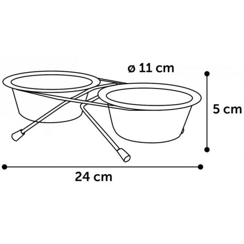 Flamingo 11 cm Duo Dinner İkili Çelik Mama Kabı | İkili Mama Ve Su Kabı
