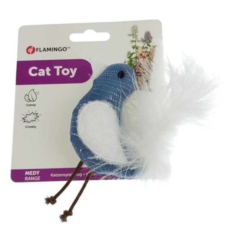 Flamingo 20 Cm Kedi Otlu ve Sesli Peluş Kuş | Peluş Kedi Oyuncağı