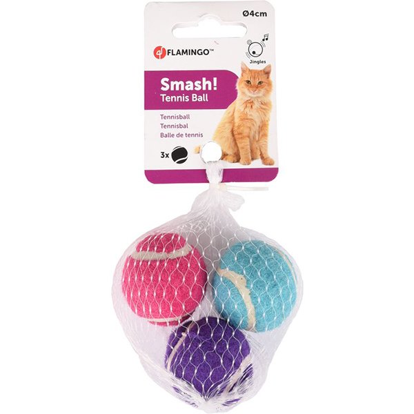 Flamingo 4 Cm Renkli Tenis Topu | Kedi Top Oyuncak