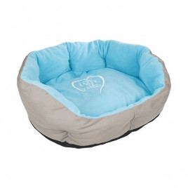 45x45x15 Cm Shabby Basket Yatak Açık Mavi Koyu Gri | Kumaş Köpek Yatağı