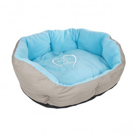 55x55x25 Cm Shabby Basket Yatak Açık Mavi Koyu Gri | Kumaş Köpek Yatağı