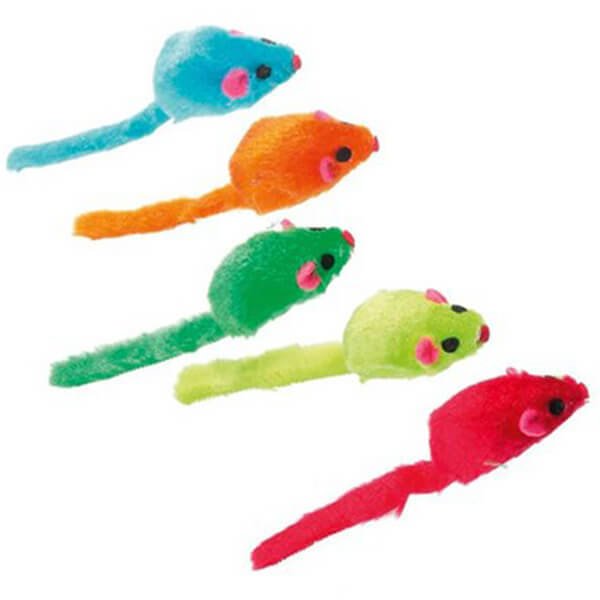 Flamingo 5cm Renkli Peluş Fare 5li | Peluş Kedi Oyuncağı