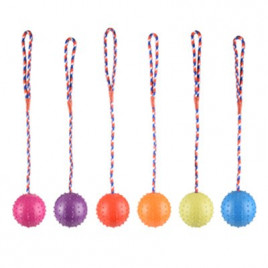 7 cm Renkli İpli Kauçuk Top Oyuncak | Köpek Top Oyuncak