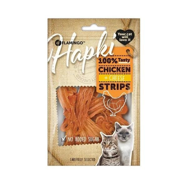 Flamingo 85 Gr Hapki Tavuklu ve Peynirli Şeritler | Kurutulmuş Kedi Ödül Maması
