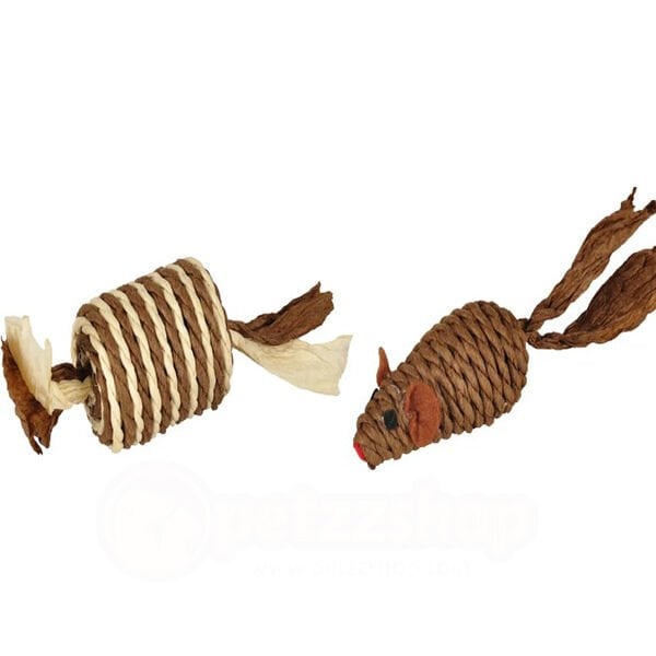 Flamingo Hasır İkili Oyuncak | Peluş Kedi Oyuncağı